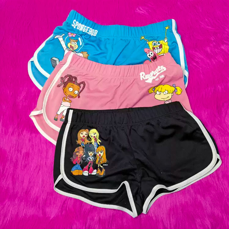 Retro Cartoon Athletic Dolphin Shorts - Y2K Contrast Trim Shorts