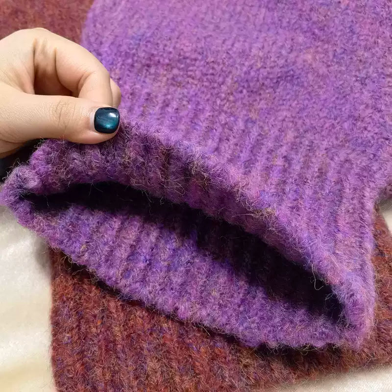 Lavender Haze Fuzzy Knit Balaclava - Y2K Hooded Scarf