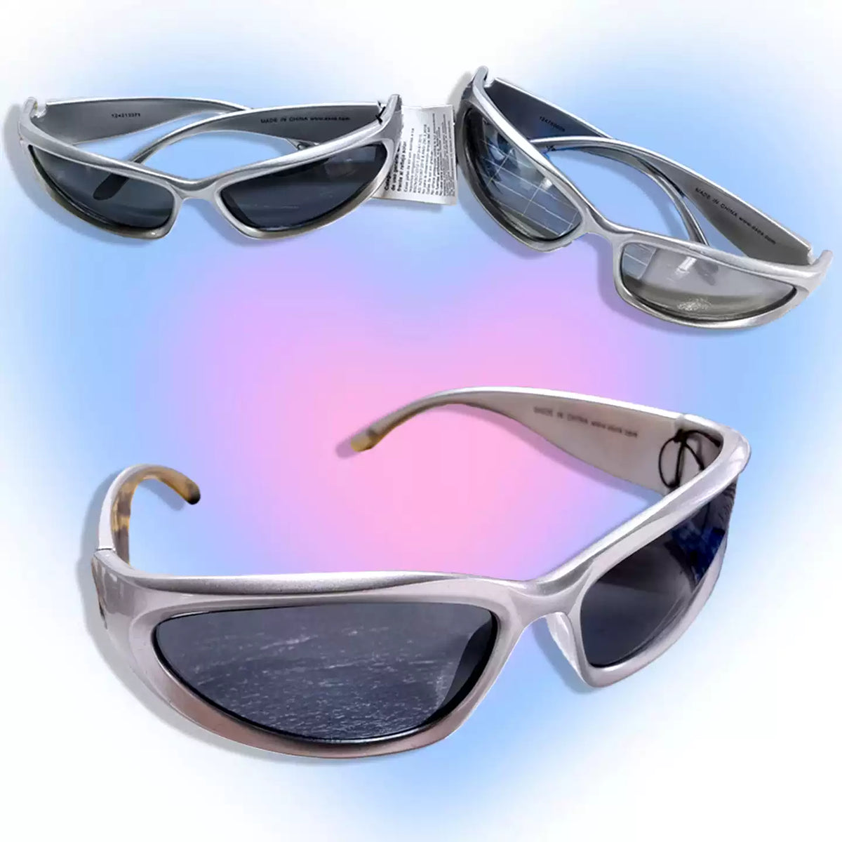 Cyber Vision Metallic Wraparound Sunglasses - Y2K Sport Shades