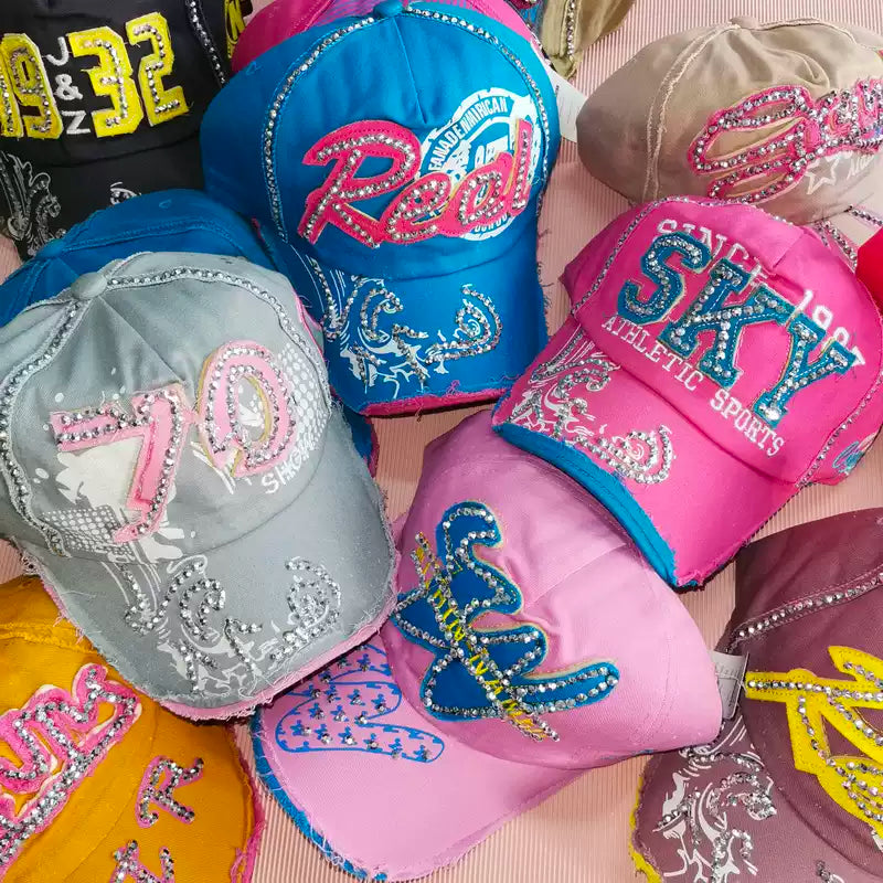 Bling Era Rhinestone Graphic Baseball Cap - Y2K Streetwear Hat