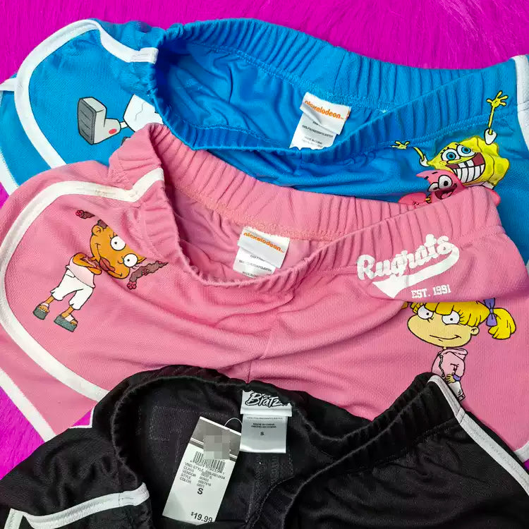 Retro Cartoon Athletic Dolphin Shorts - Y2K Contrast Trim Shorts