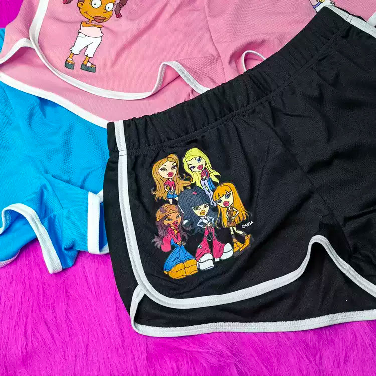 Retro Cartoon Athletic Dolphin Shorts - Y2K Contrast Trim Shorts