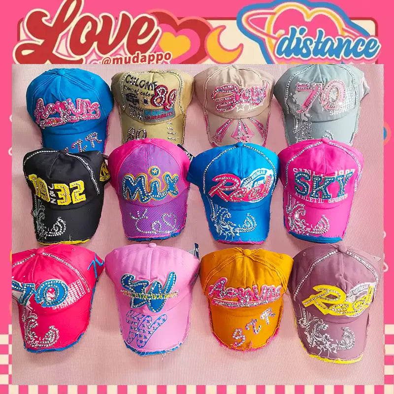 Bling Era Rhinestone Graphic Baseball Cap - Y2K Streetwear Hat