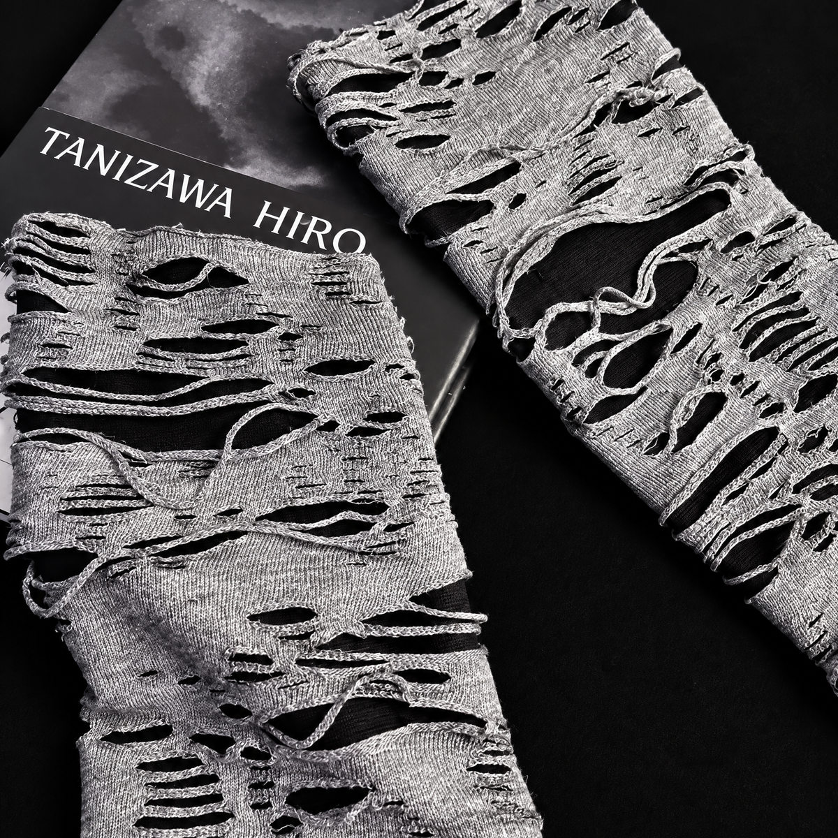 Shadow Static Graphic Fingerless Arm Warmers - Y2K Punk Gloves
