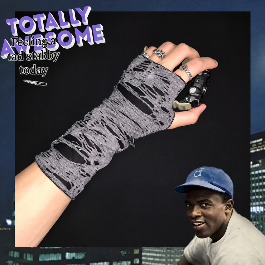 Shadow Static Graphic Fingerless Arm Warmers - Y2K Punk Gloves