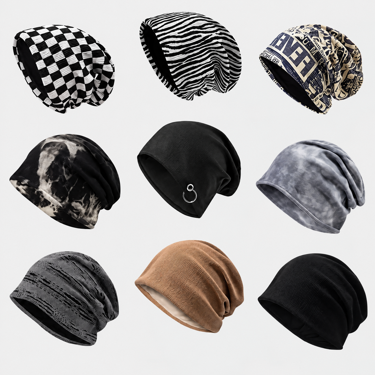 Washed Vintage Distressed Beanie - Y2K Grunge Skull Cap