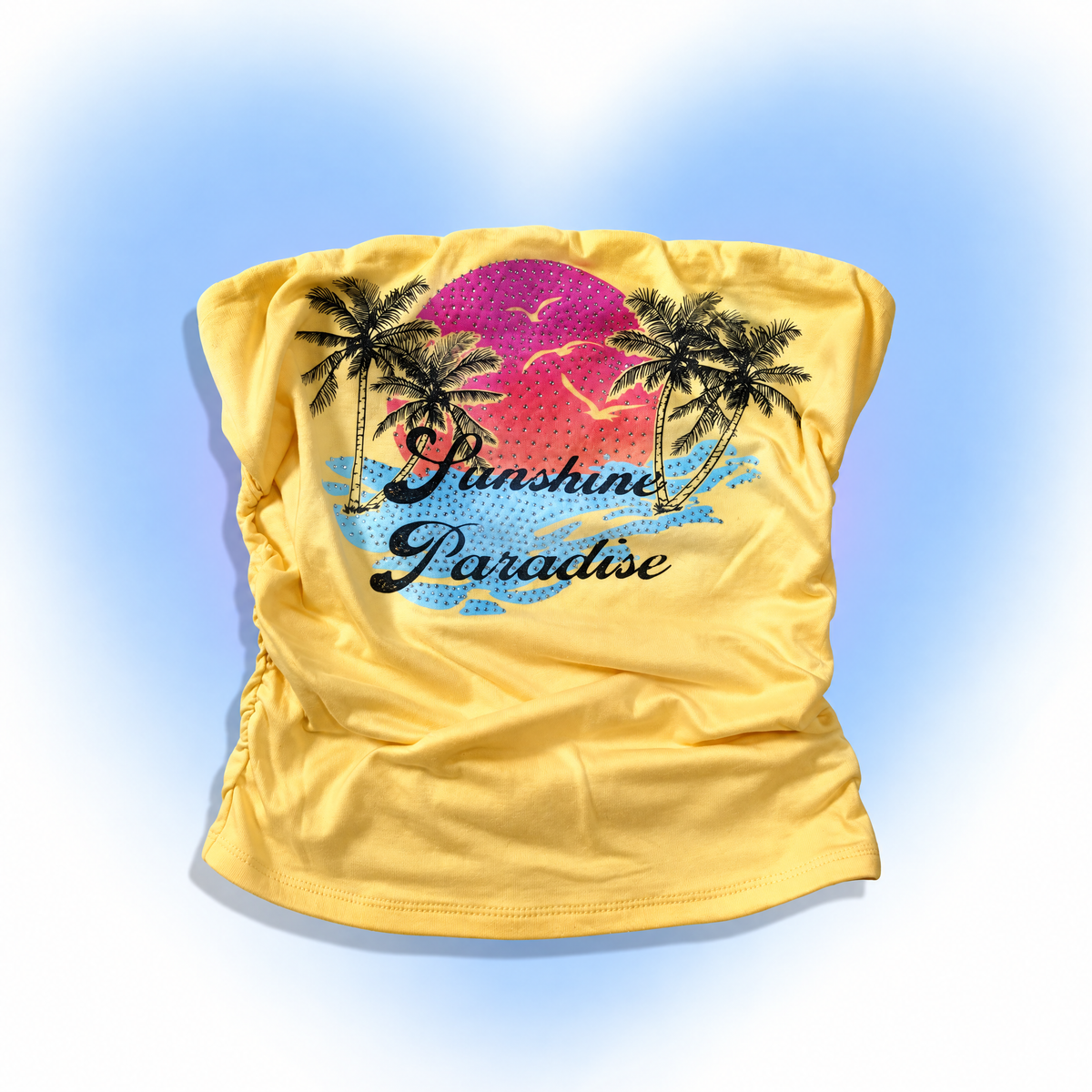 Retro Pop Graphic Strapless Tube Top - Y2K Printed Bandeau