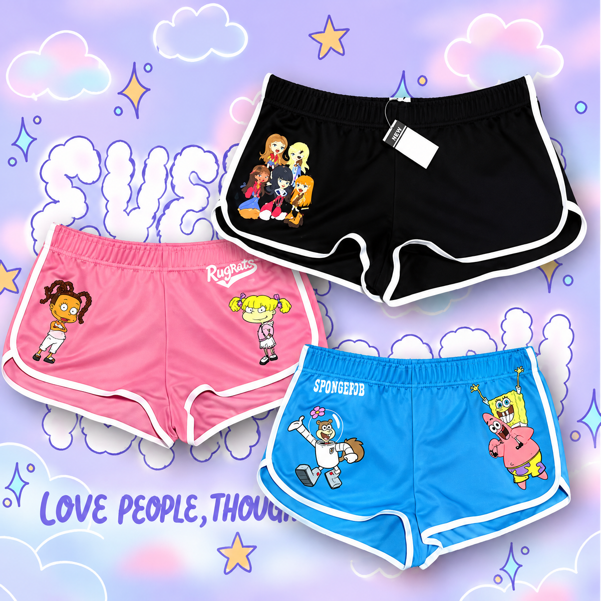 Retro Cartoon Athletic Dolphin Shorts - Y2K Contrast Trim Shorts
