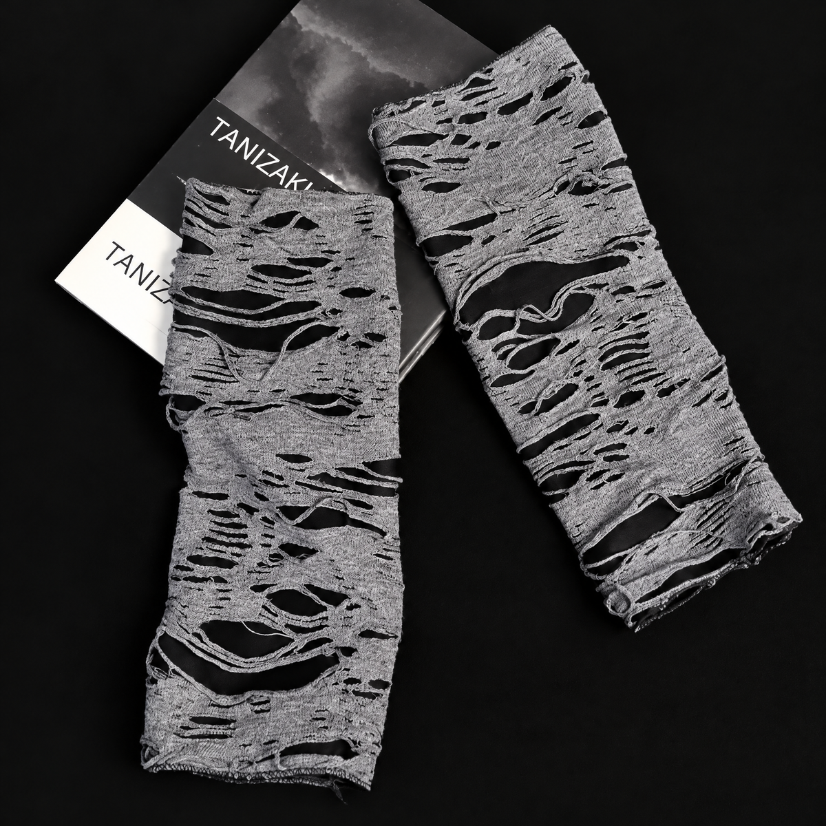 Shadow Static Graphic Fingerless Arm Warmers - Y2K Punk Gloves